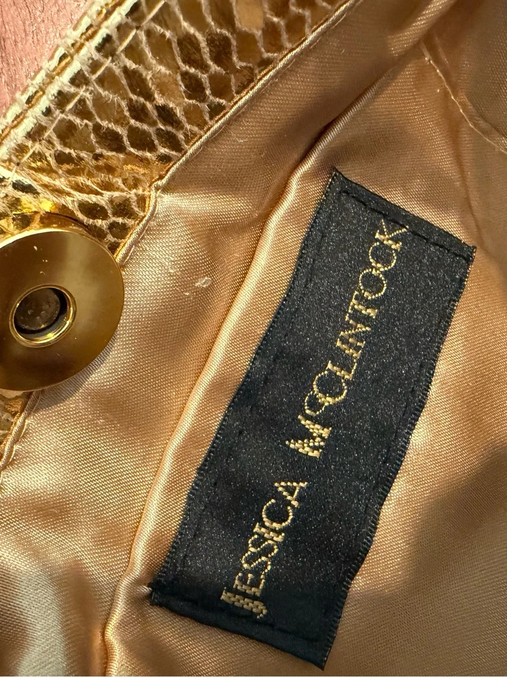 Gold Metallic Snake-Texture clutch Bag - Elegant Evening Style